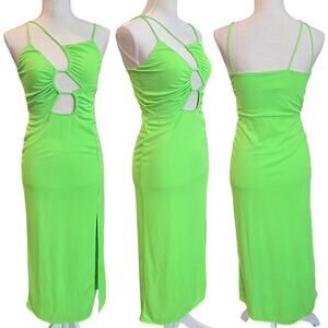 H&M Strappy High Slit Neon Bodycon Dress Sz XS NWT